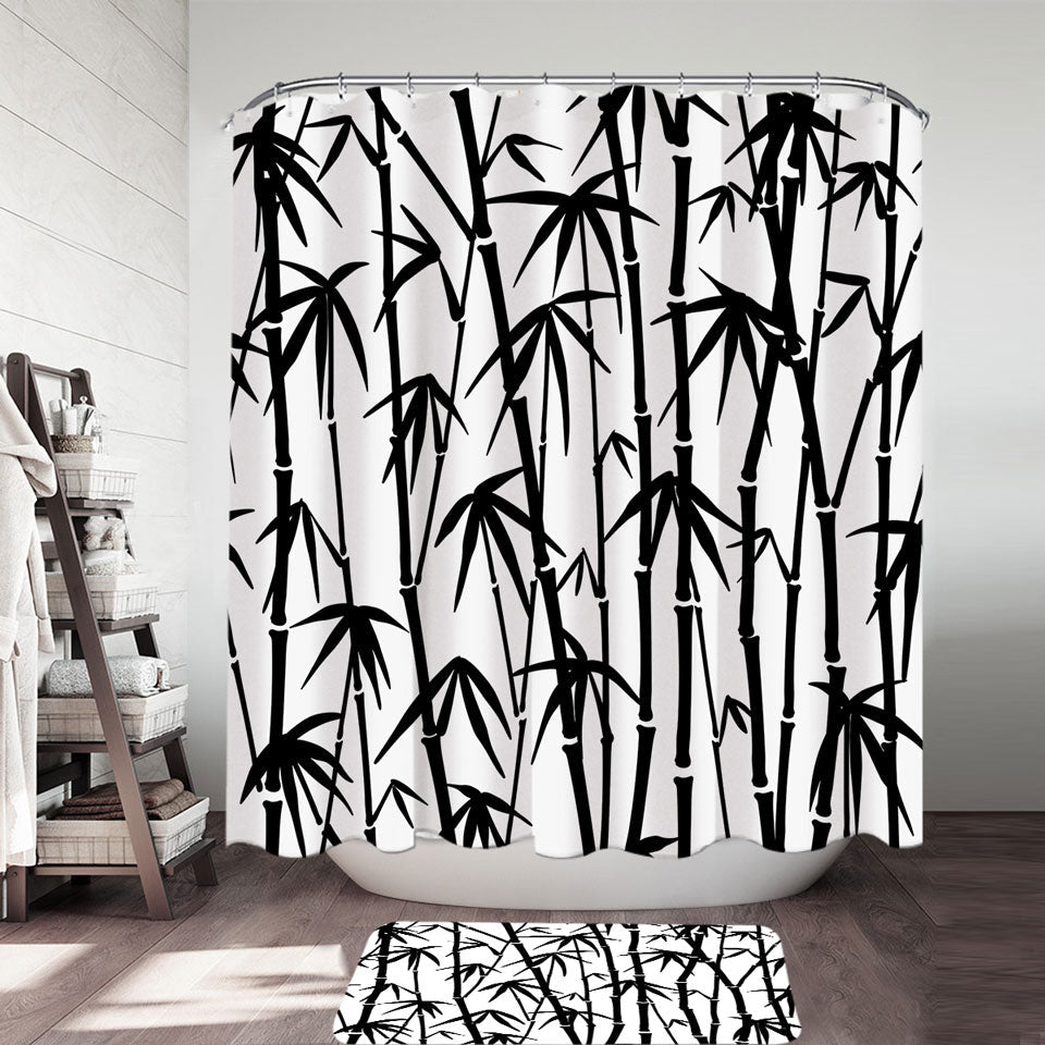 Black and White Bamboo Shower Curtain