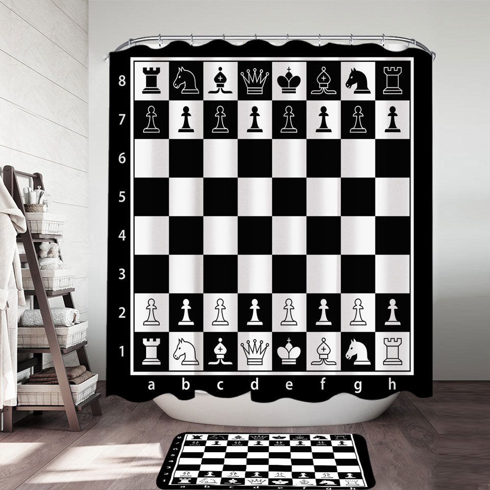 Black and White Chess Shower Curtain