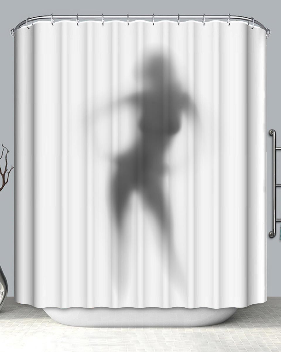 Black and White Cool Woman Silhouette Shower Curtain