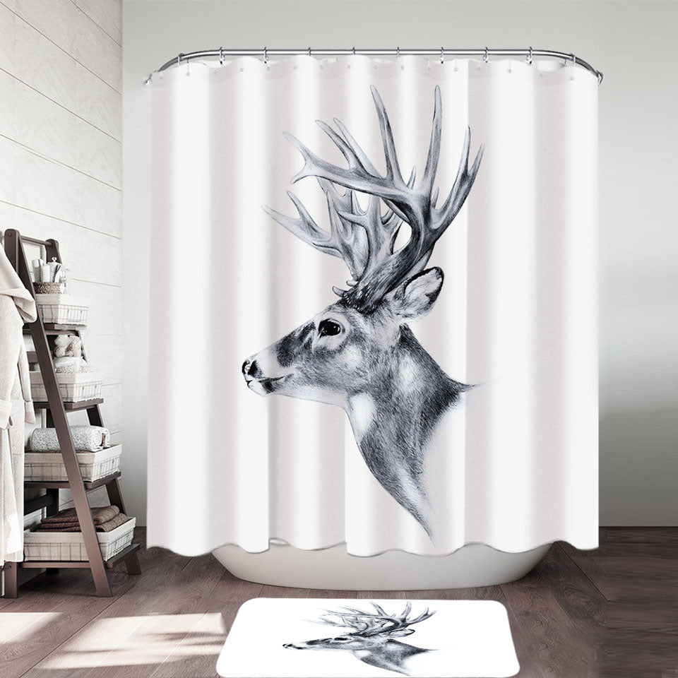 Black and White Deer Shower Curtain