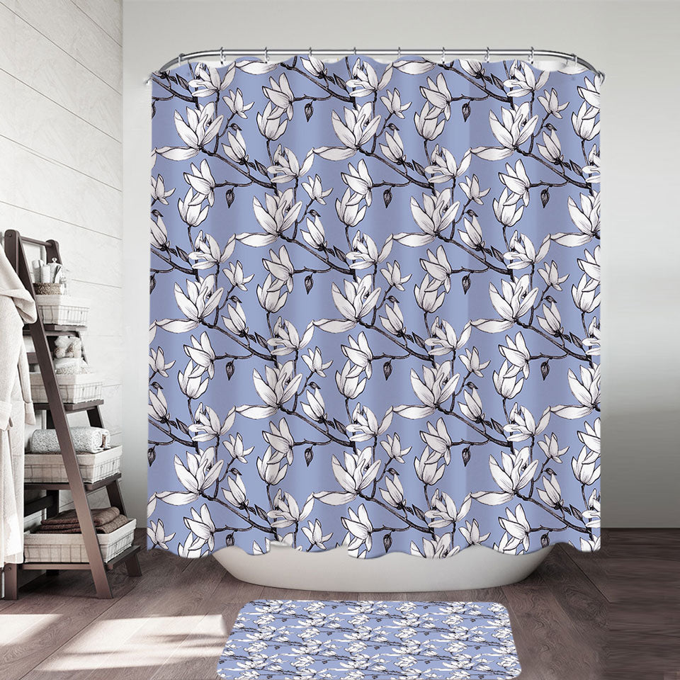 Black and White Flowers Decorative Shower Curtains