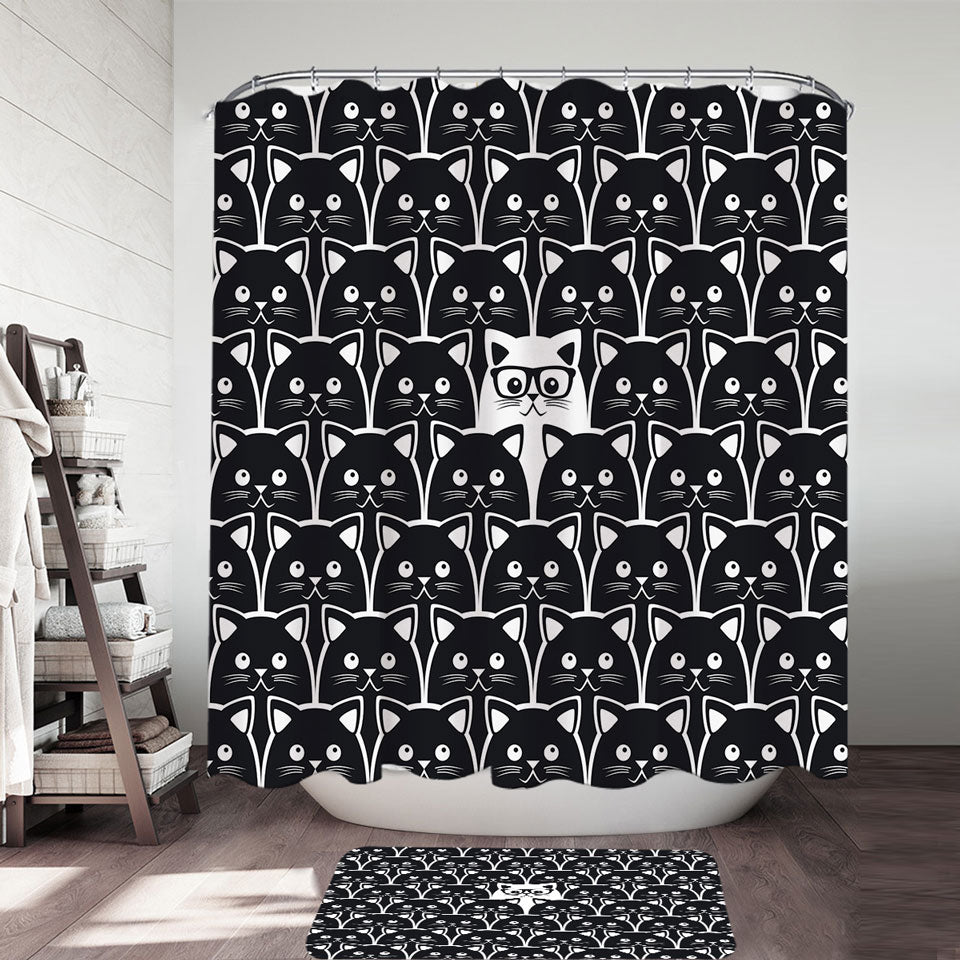 Black and White Funny Cats Shower Curtains