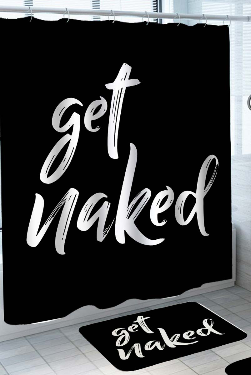Black and White Get Naked Shower Curtain