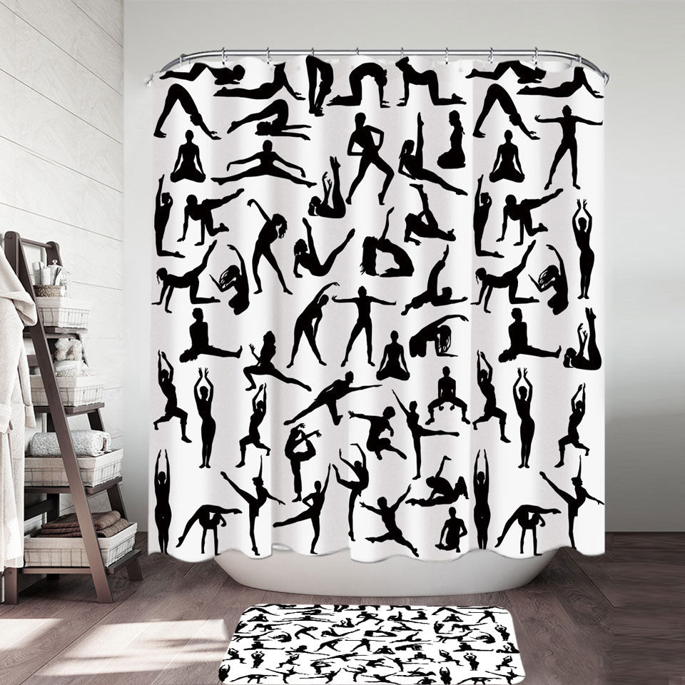 Black and White Shower Curtains Dancing Silhouettes