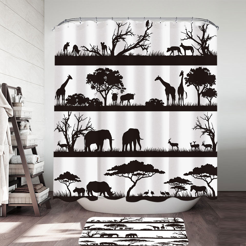 Black and White Shower Curtains of Africa