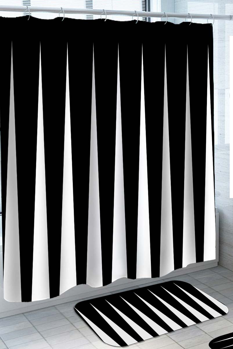 Black and White Shower Curtains with Spikes Design