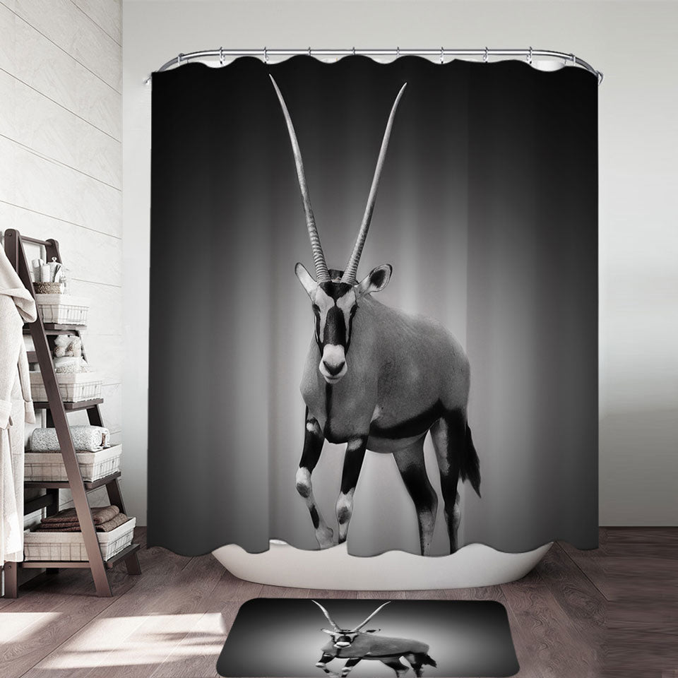 Black and White Wild Antelope Shower Curtain