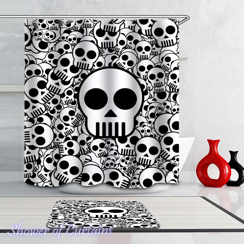Black And White Simple Skulls Shower Curtains