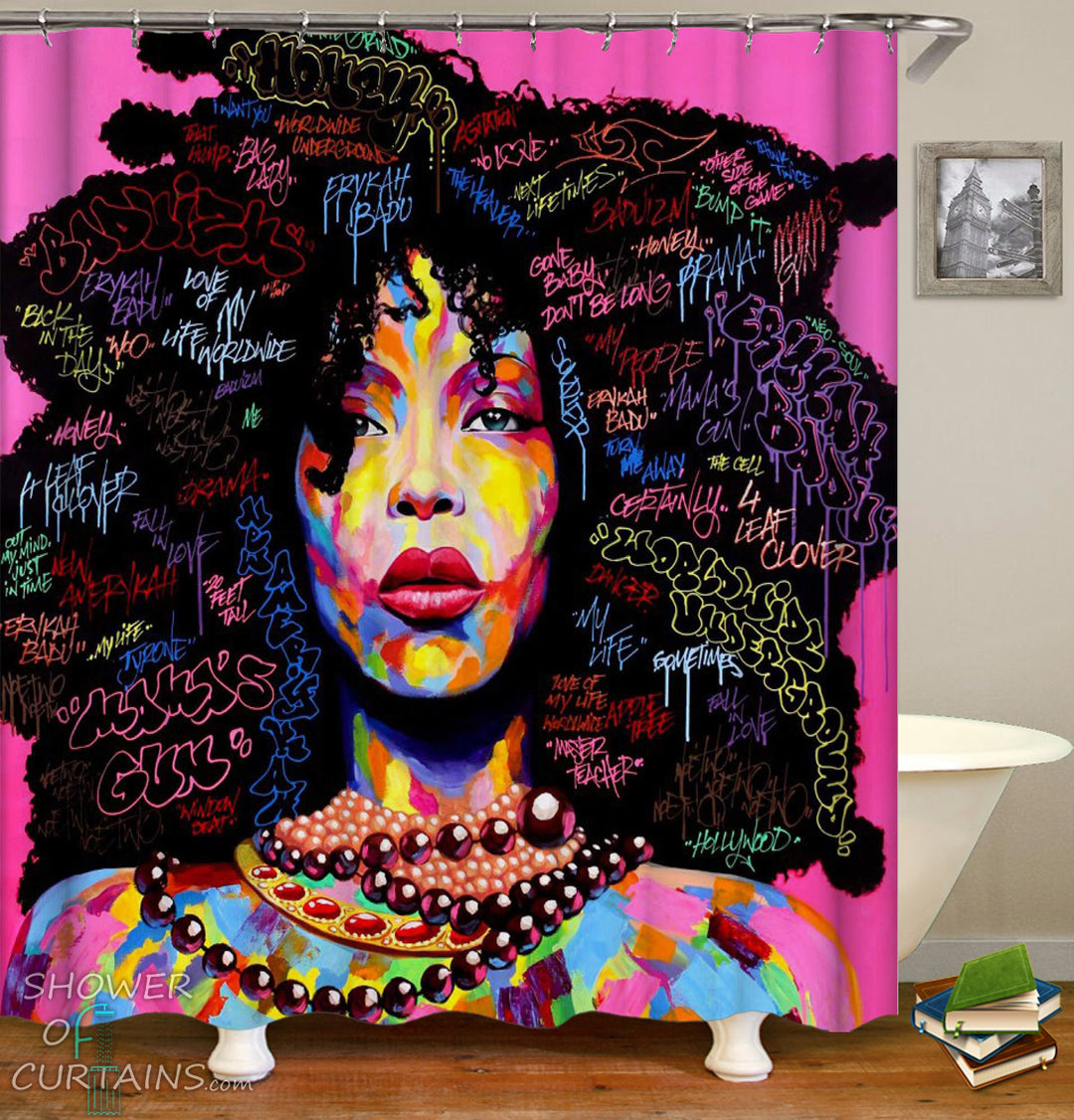 Black Girl Shower Curtain - Beautiful Black Woman Shower Curtain
