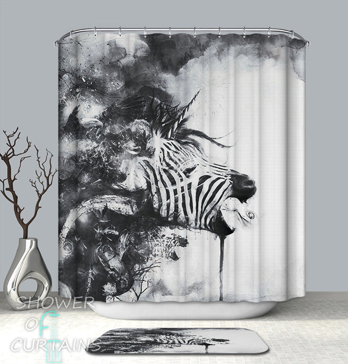 Black & White Artwork Zebra Shower Curtain