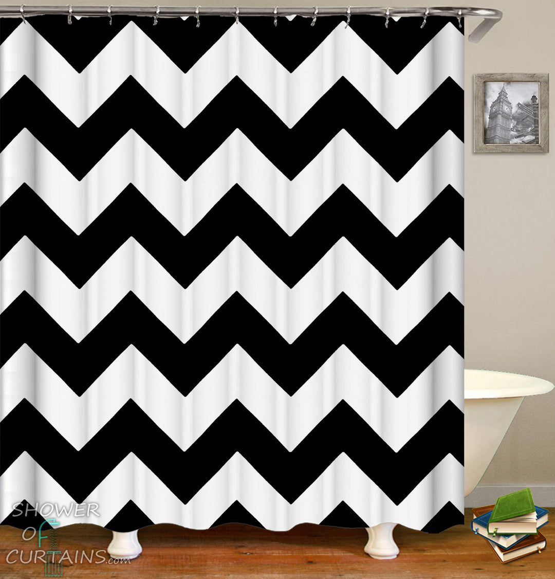 Black and White Chevron Shower Curtain