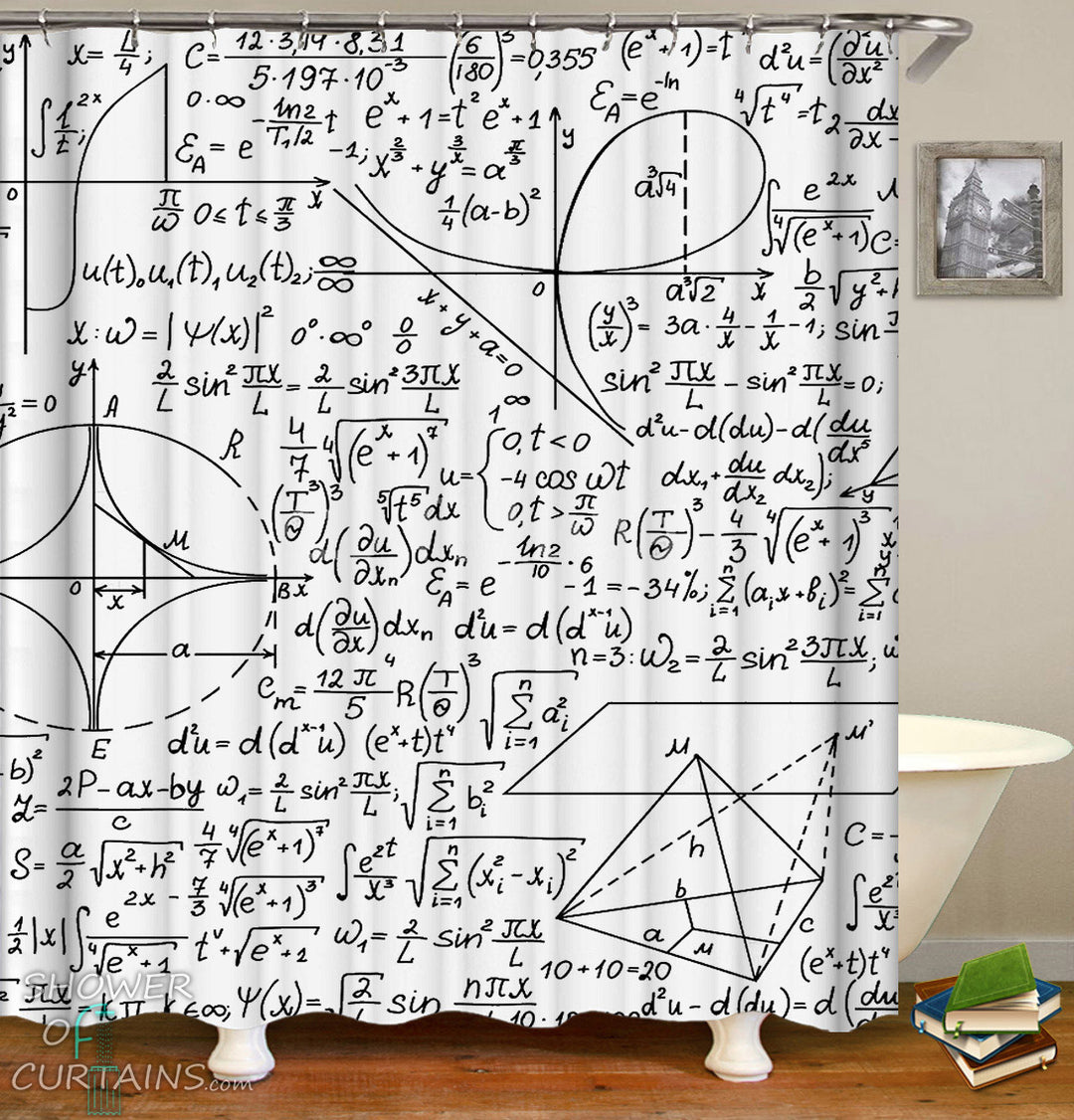 Black and White Shower Curtain of Black And White Equations