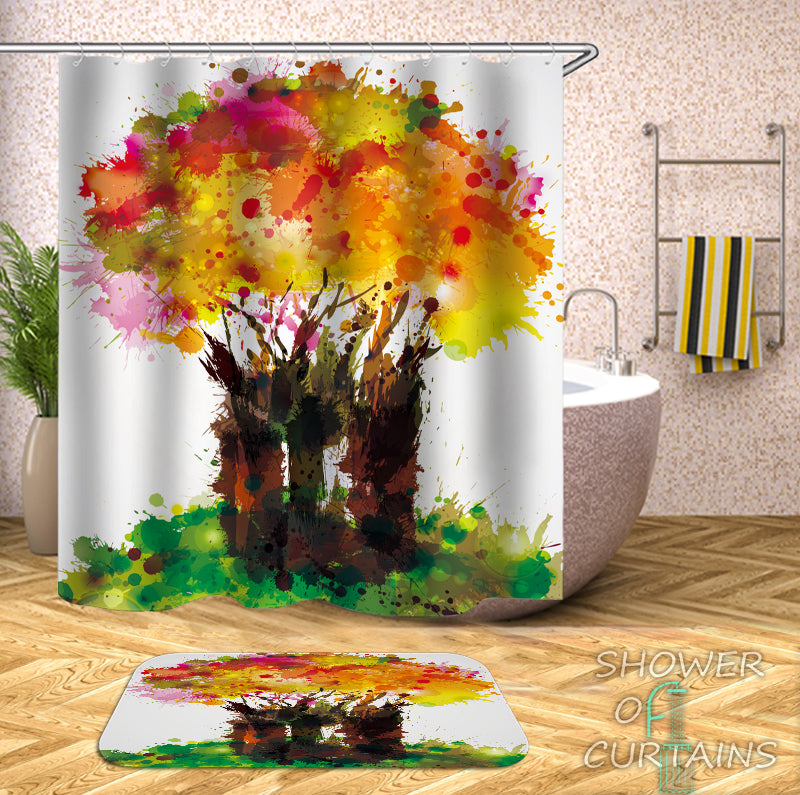 Blast Of Paint Tree Shower Curtain - Colorful