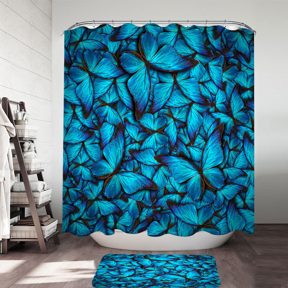 Blue Butterflies Shower Curtains