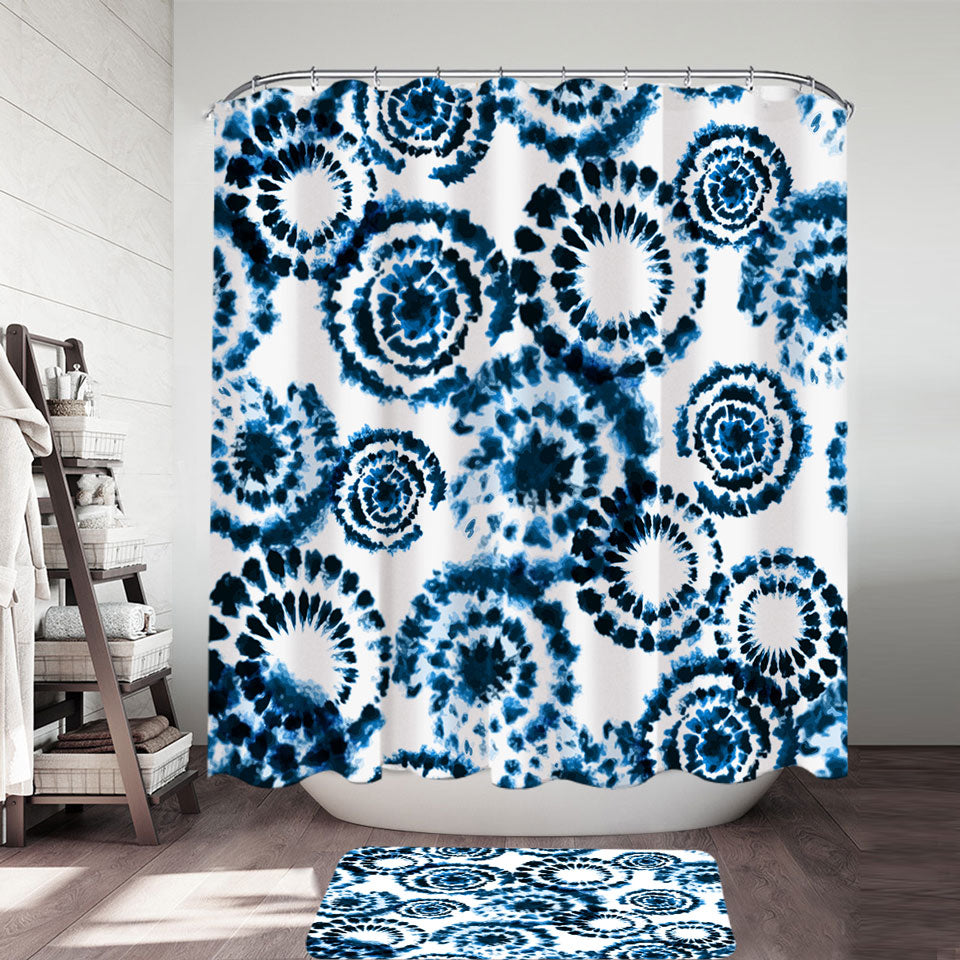 Blue Dye Fabric Shower Curtains