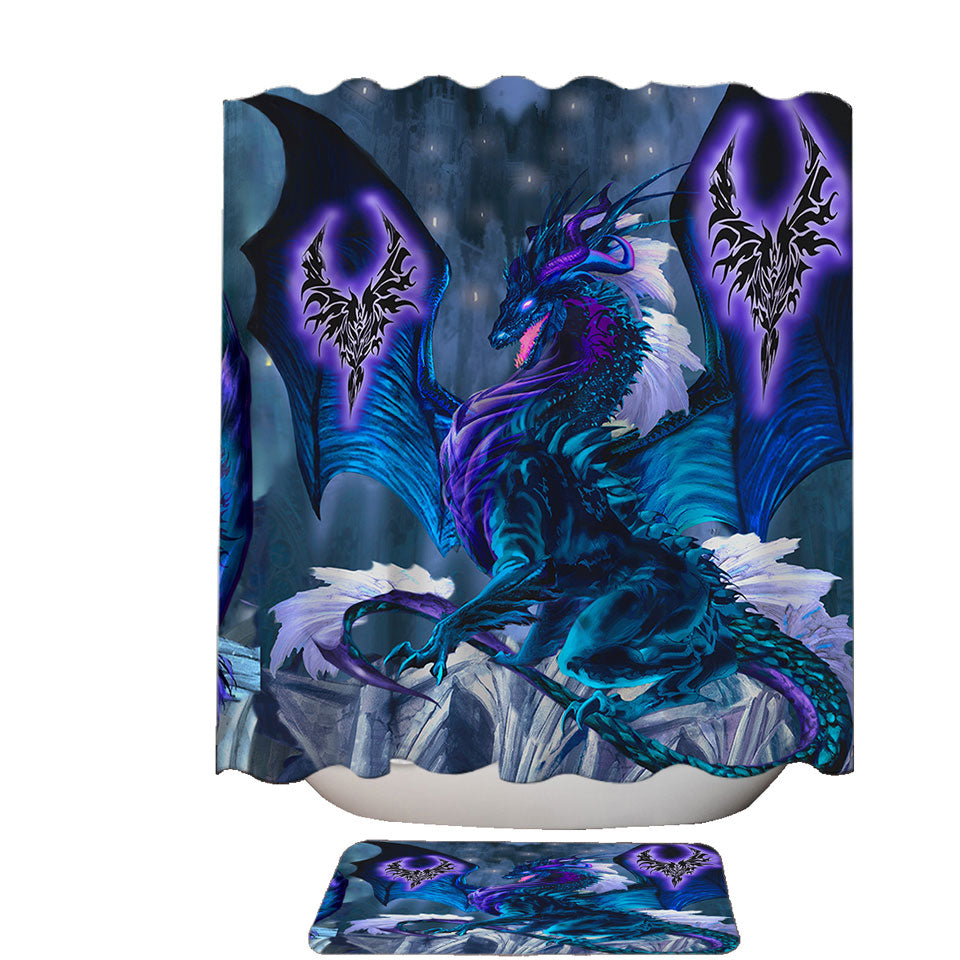 Blue Shower Curtain Dragon of Fate Fantasy Creatures