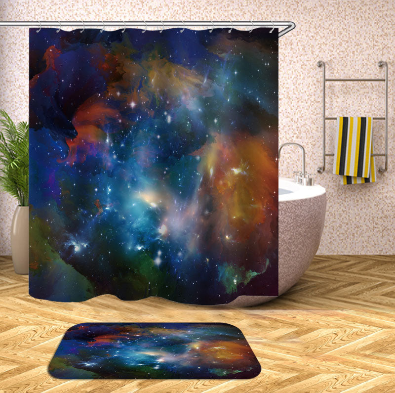 Blue Space Galaxy Shower Curtains