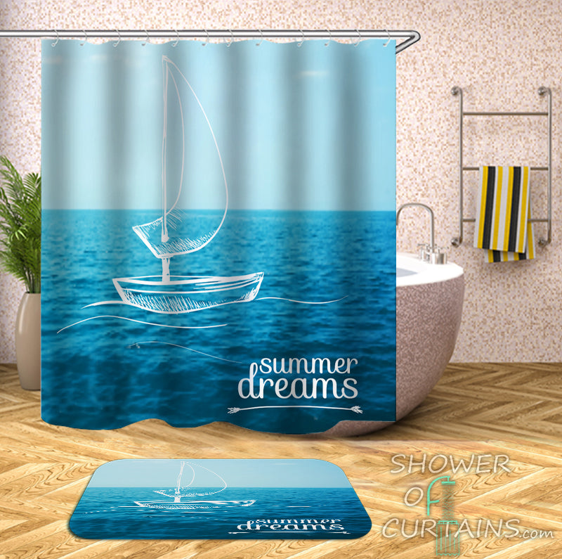 Blue Shower Curtain of Summer Dreams On A Boat