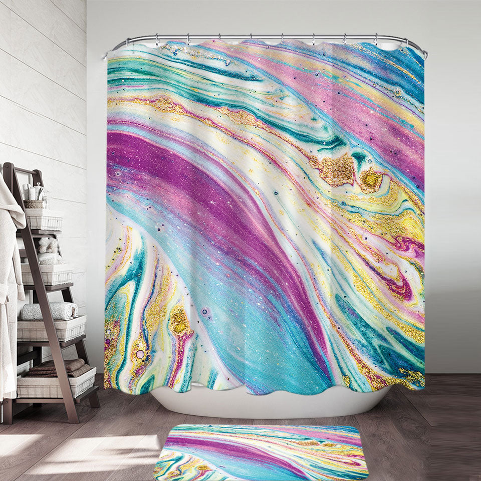 Bluish Purplish Marble Modern Shower Curtains