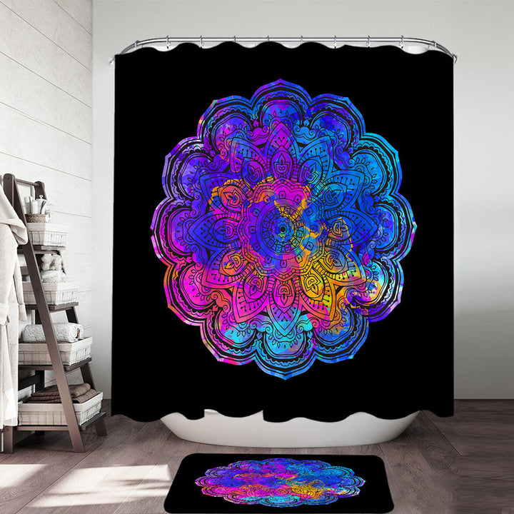 Bluish Reddish Mandala Shower Curtains