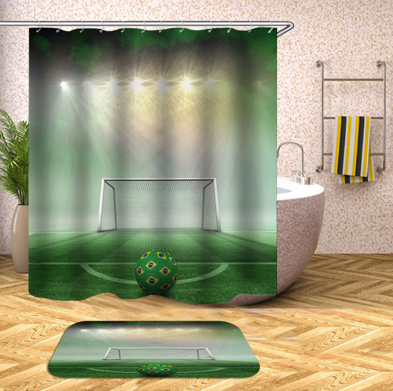 Brazil Pattern Football Soccer Ball Shower Curtain