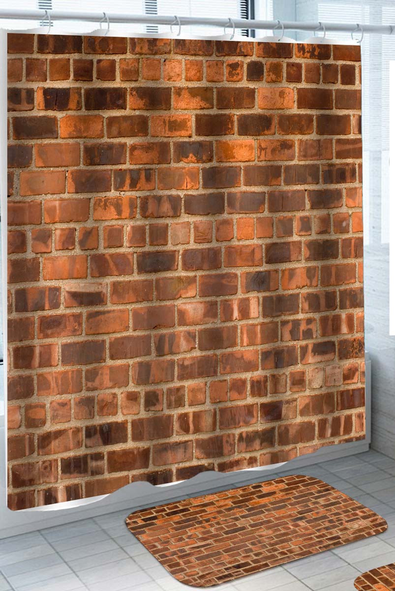 Brown Brick Wall Shower Curtain