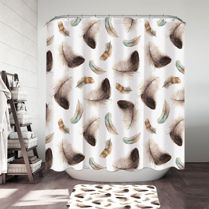 Brown Feathers Shower Curtain