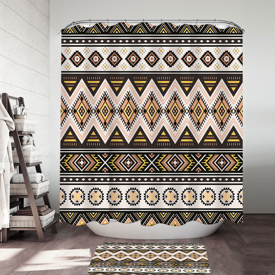 Brown and Beige Aztec Shower Curtain