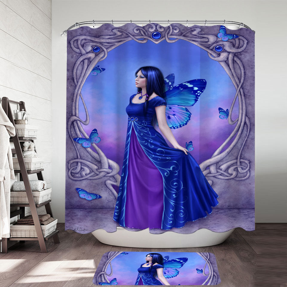 Butterflies Shower Curtains Purple Blue Sapphire Butterfly Girl