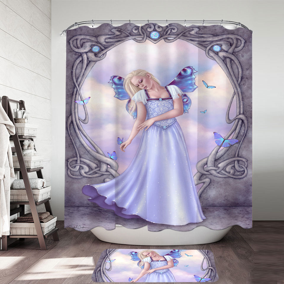 Butterflies and Light Purple Opal Butterfly Girl Cute Shower Curtains