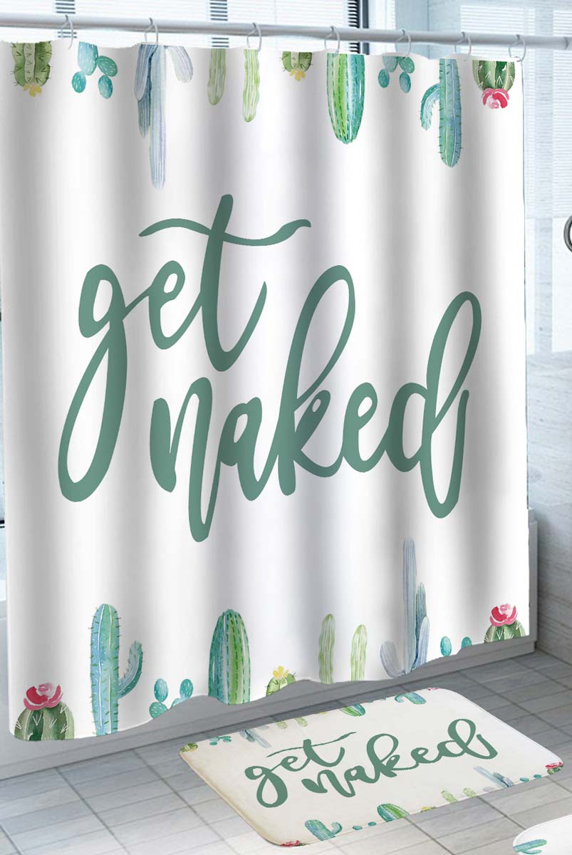 Cactus Background Get Naked Cool Shower Curtain with Cactus