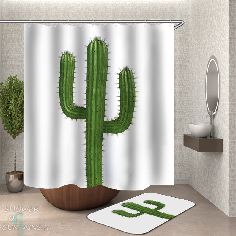 Cactus Shower Curtain and Bath Mat
