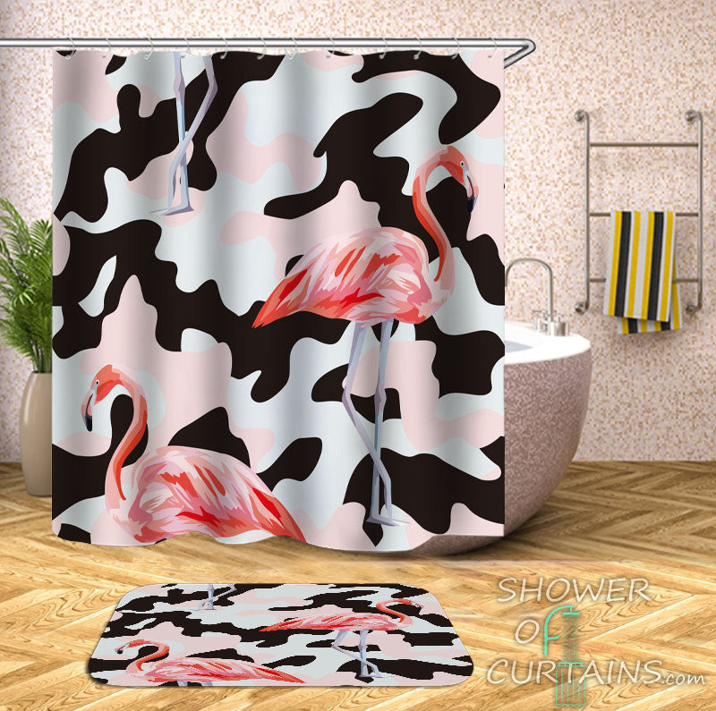 Camouflaged Flamingos Shower Curtain