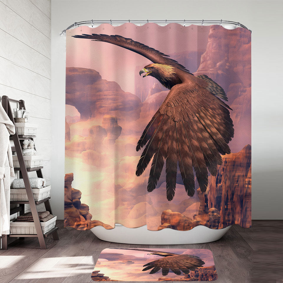 Canyon Flight Nature Art American Eagle Shower Curtain