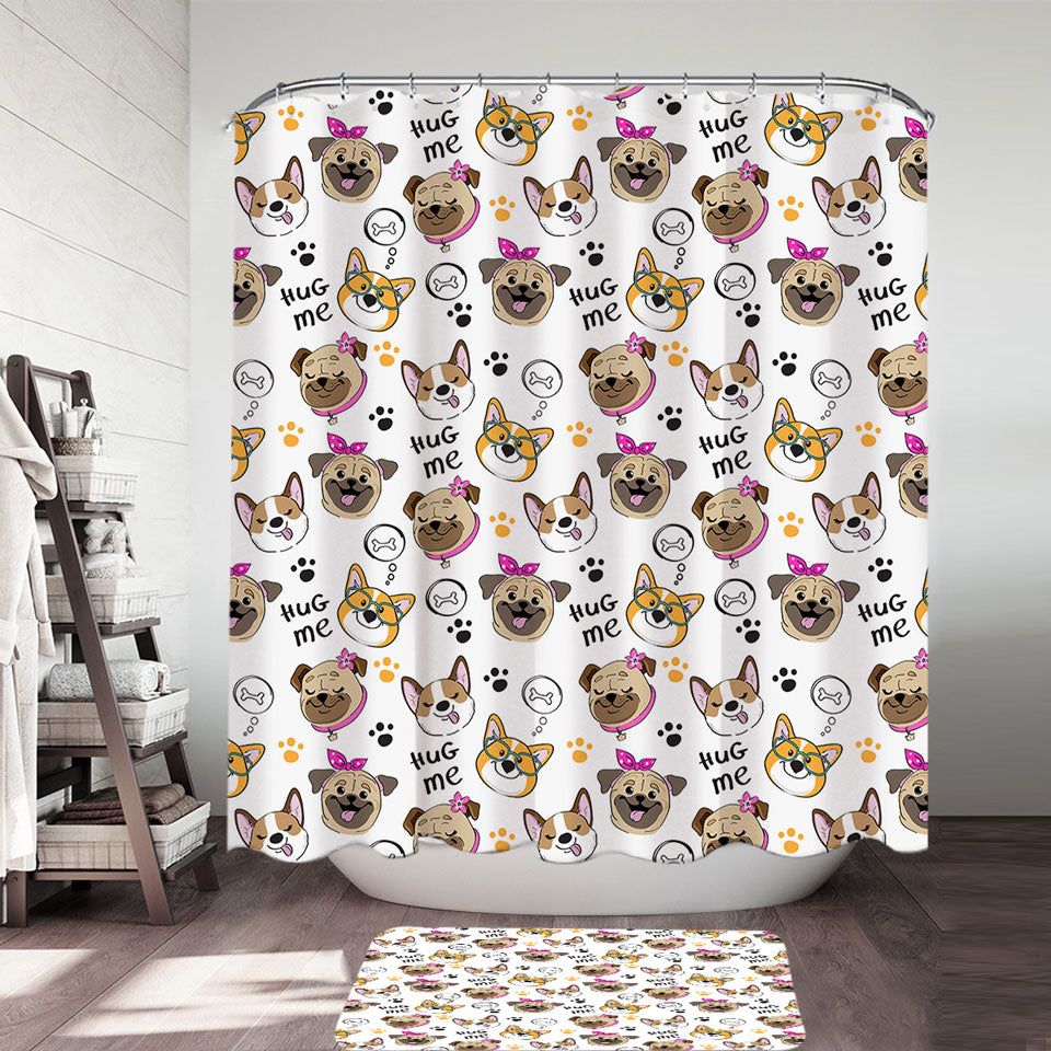 Captivating Cute Dogs Shower Curtains