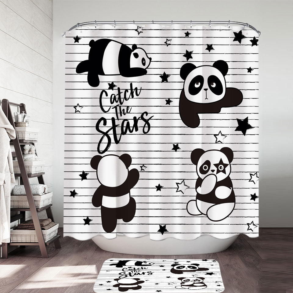 Catch the Stars Cute Panda Shower Curtain