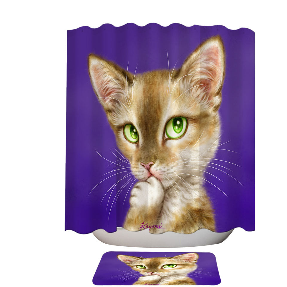 Cats Art Gorgeous Green Eyes Lady Cat Shower Curtain