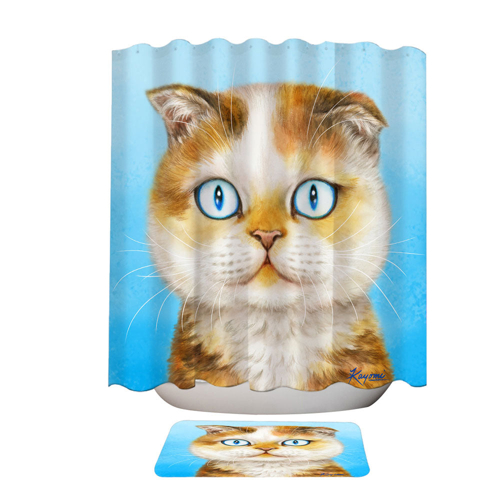 Cats Art Paintings Blue Eye Ginger Kitten Shower Curtain