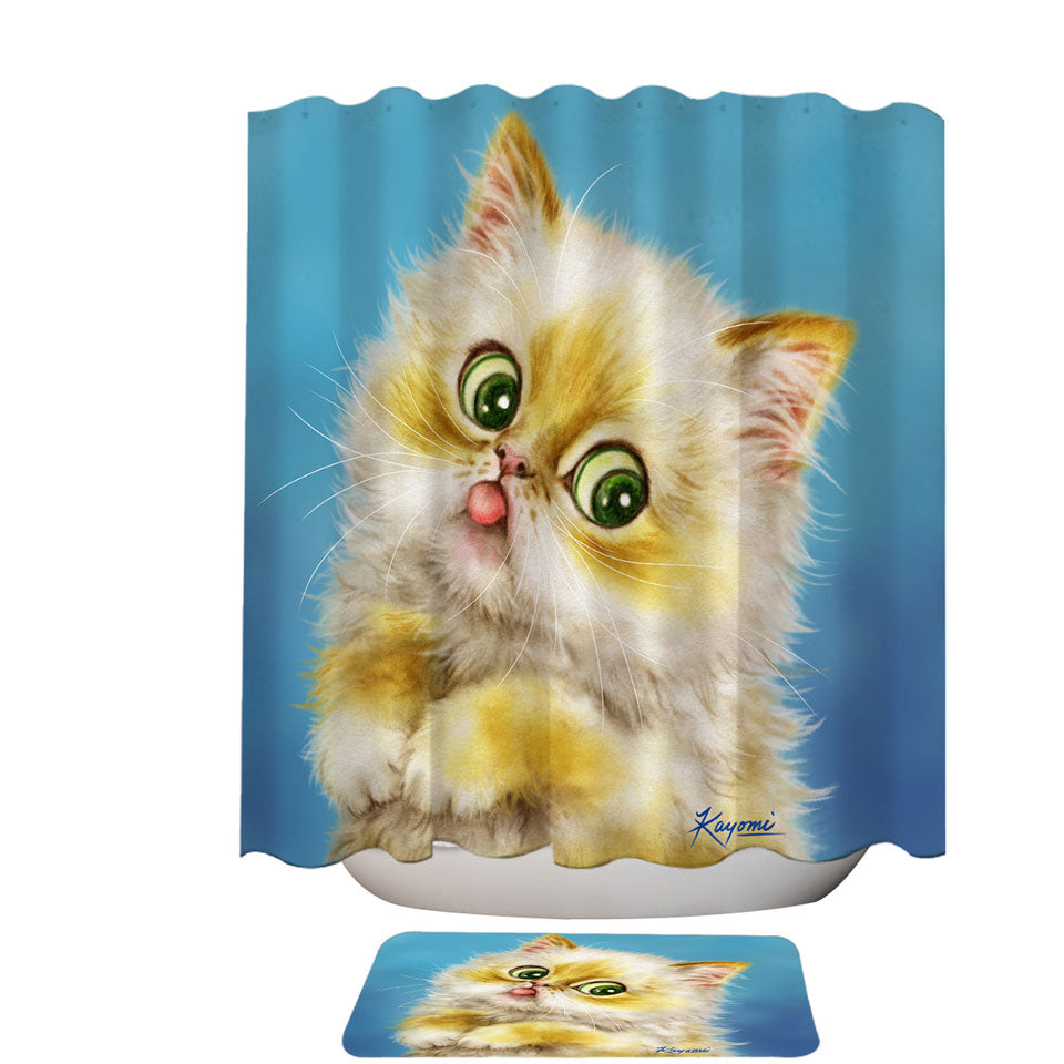 Cats Cute and Funny Art Painting Furry Kitty Cat Shower Curtains Trends