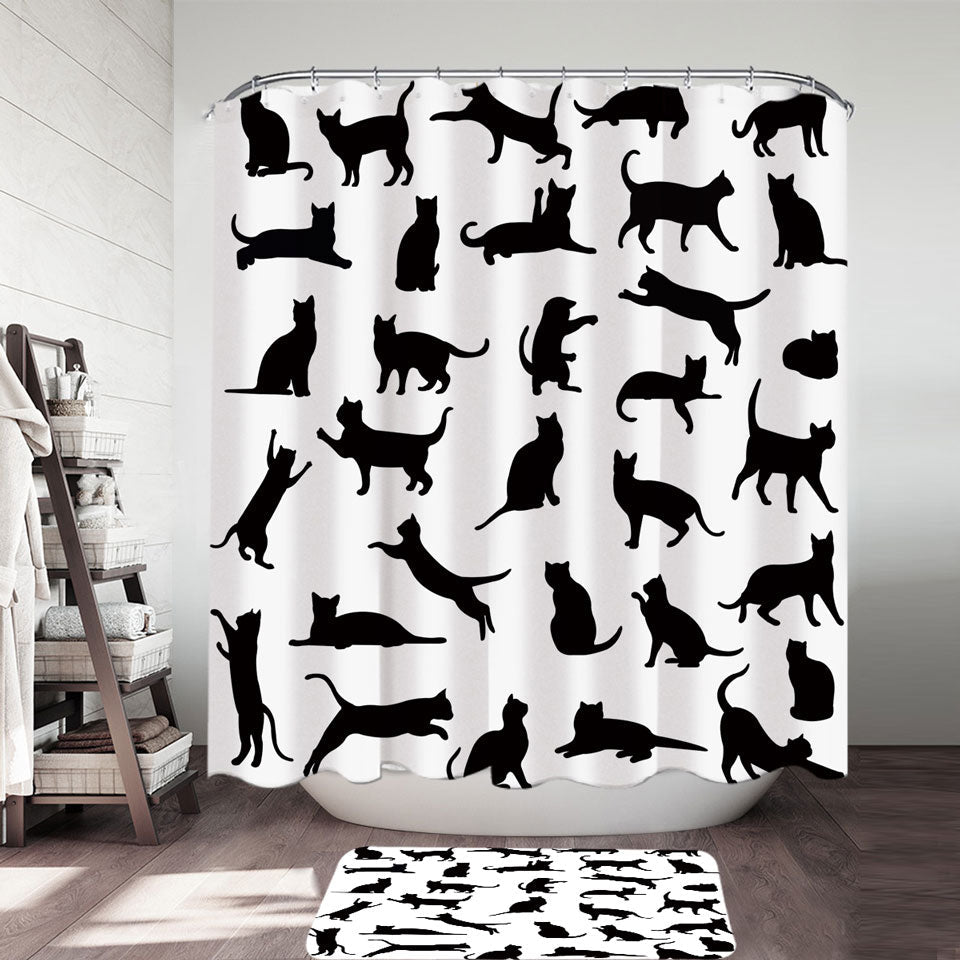 Cats Silhouettes Cat Shower Curtain