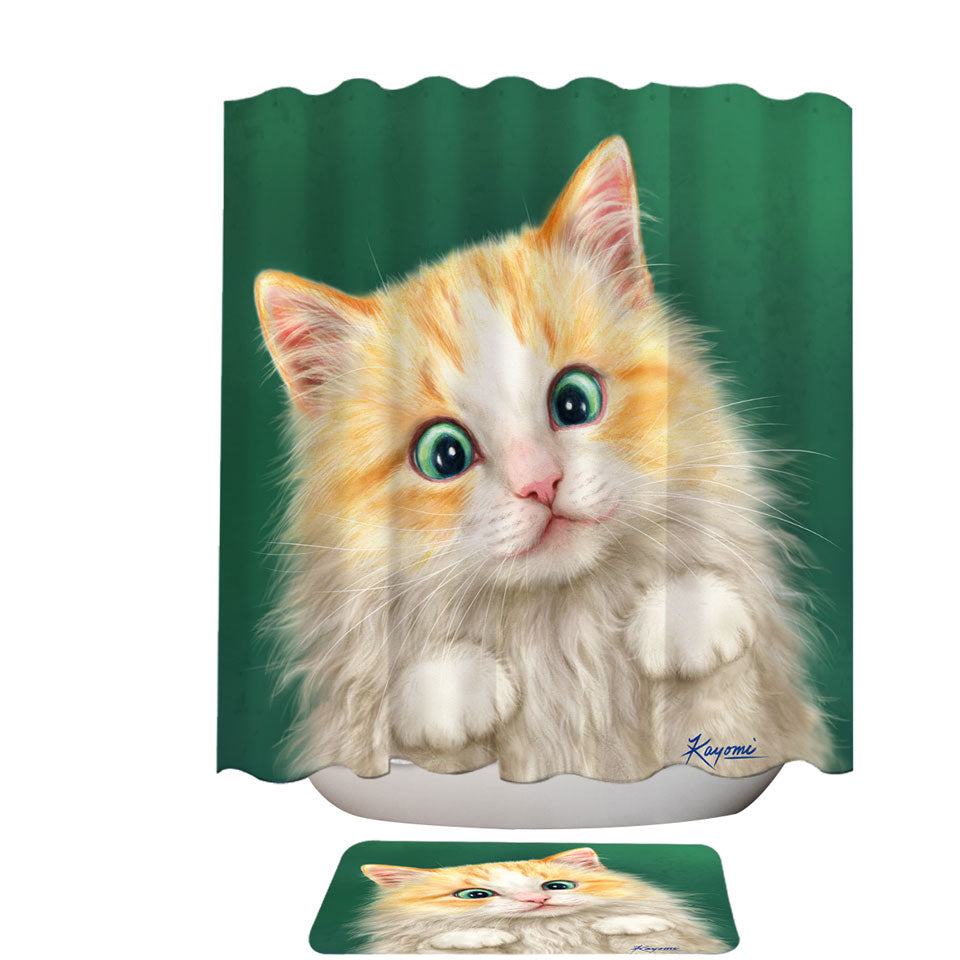Childrens Shower Curtains with Cats Art Paintings Beautiful Kitty Cat