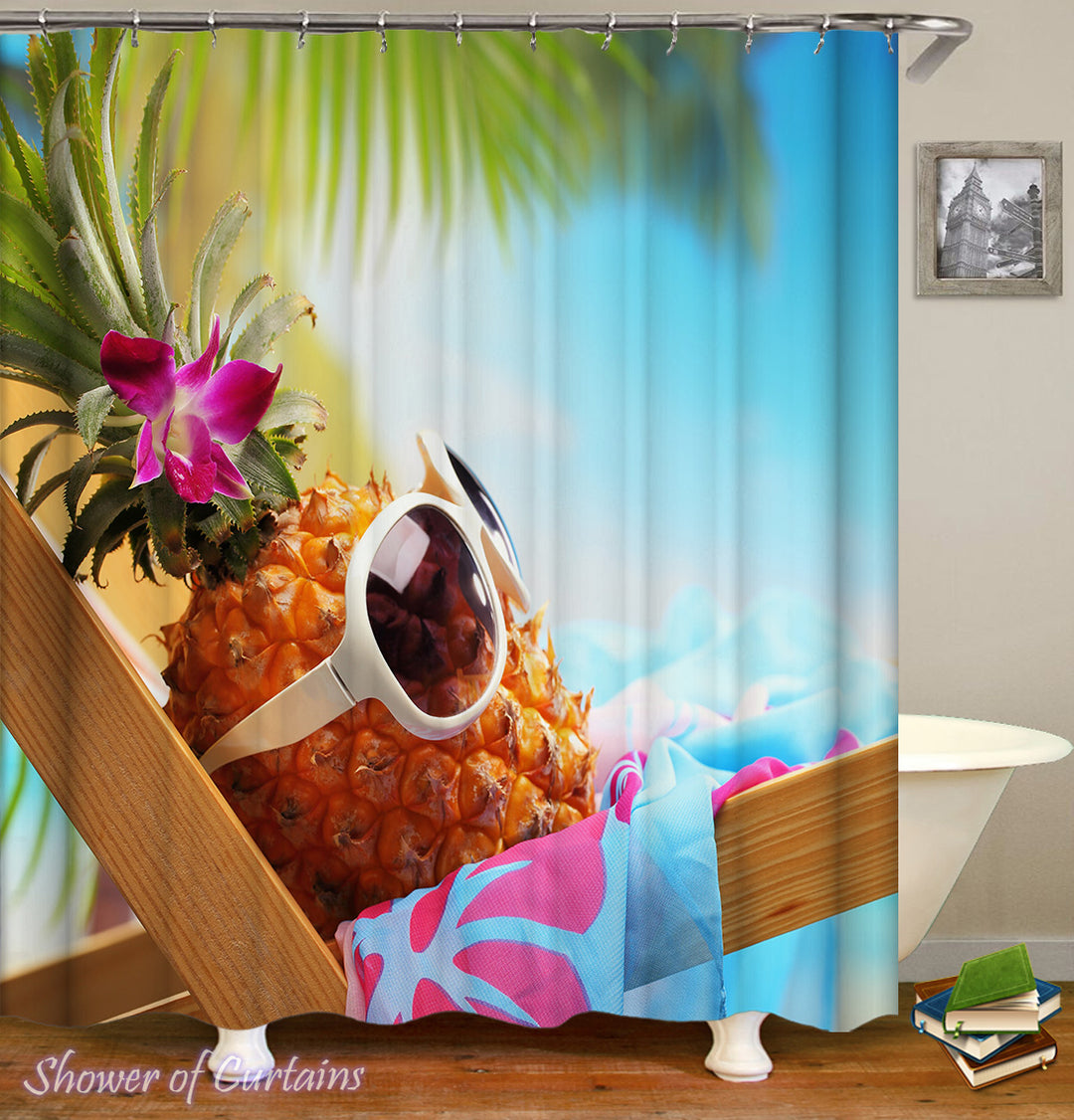 Chilling Out Pineapple Shower Curtain