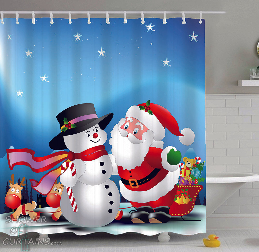 Christmas Shower Curtains - Christmas Cartoons