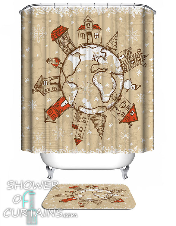 Christmas Shower Curtains of Christmas All Around The World