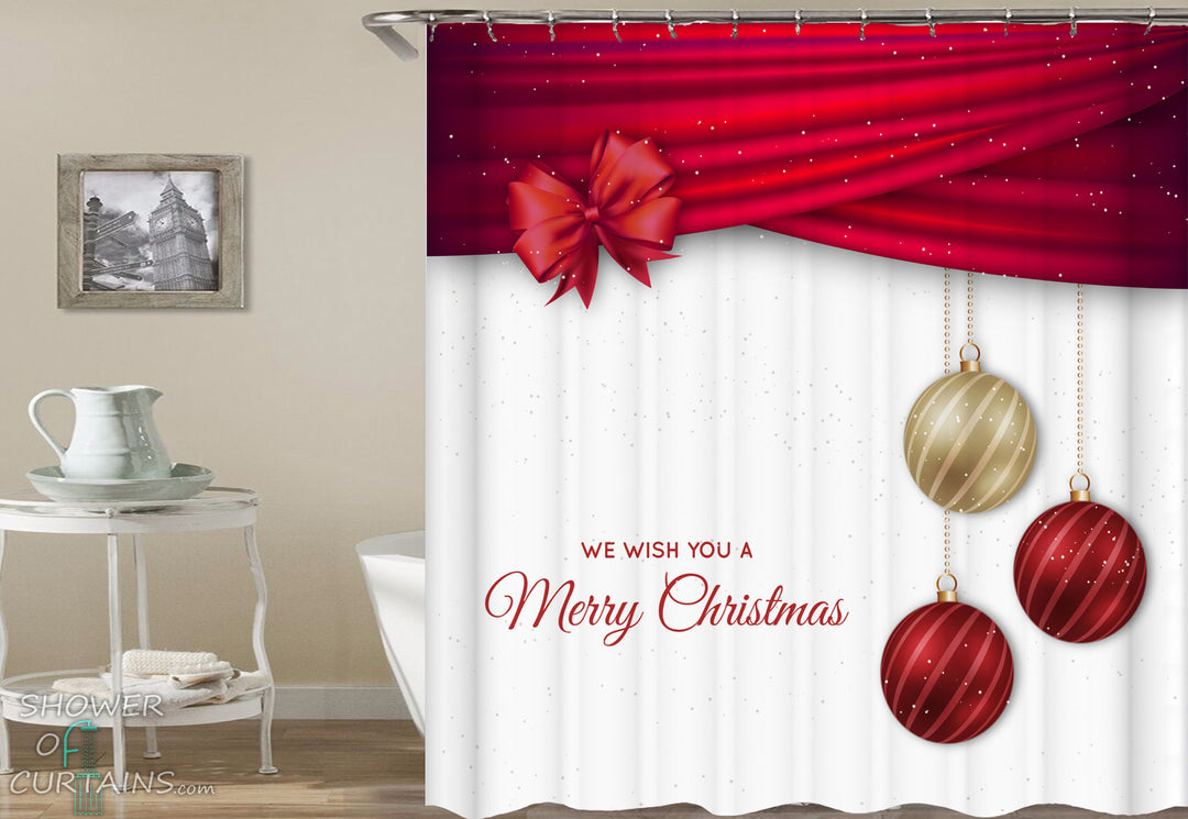 Christmas Shower Curtains of Gift Wrap And Christmas Bubbles
