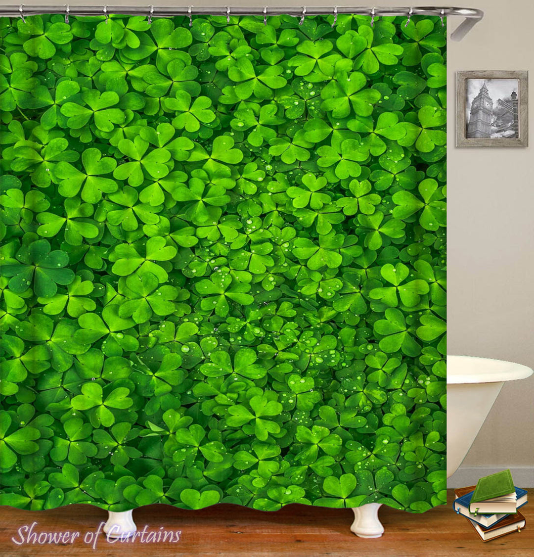 Clover Shower Curtain - Green Bathroom