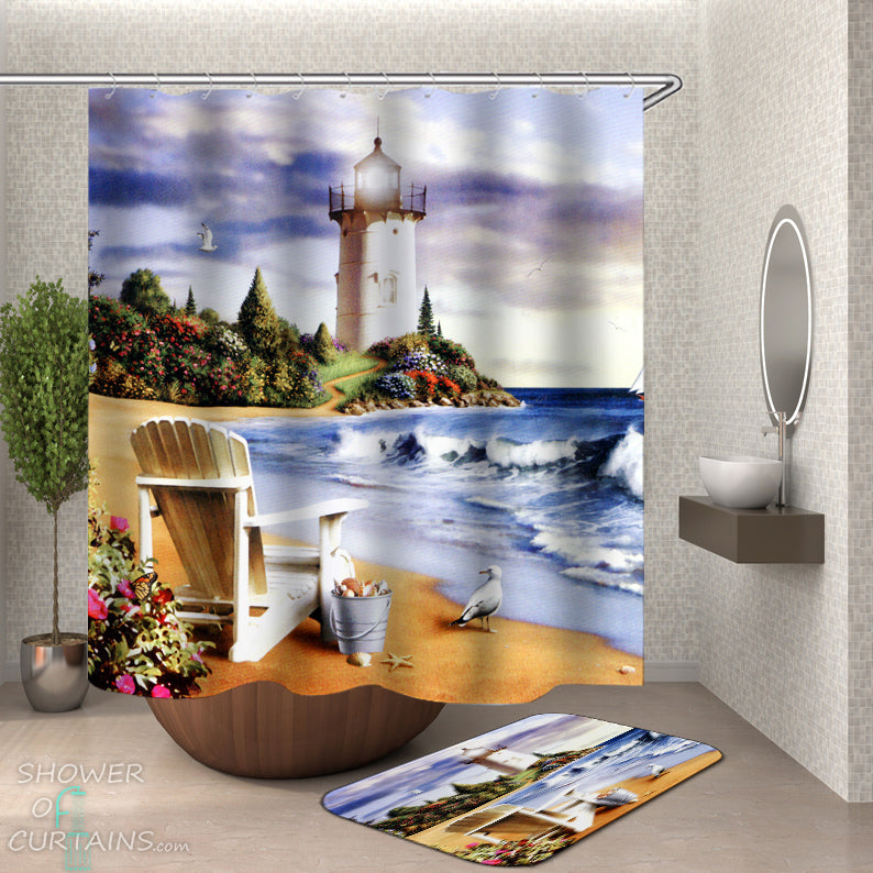 Coastal Lighthouse Shower Curtain