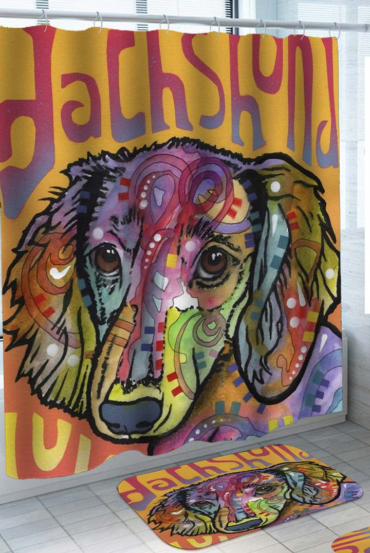 Colorful Art Dachshund Shower Curtain