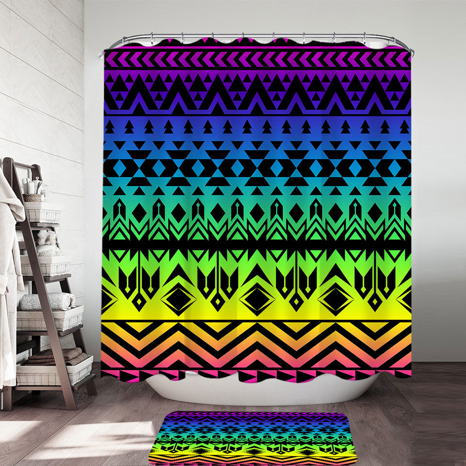 Colorful Aztec Shower Curtains