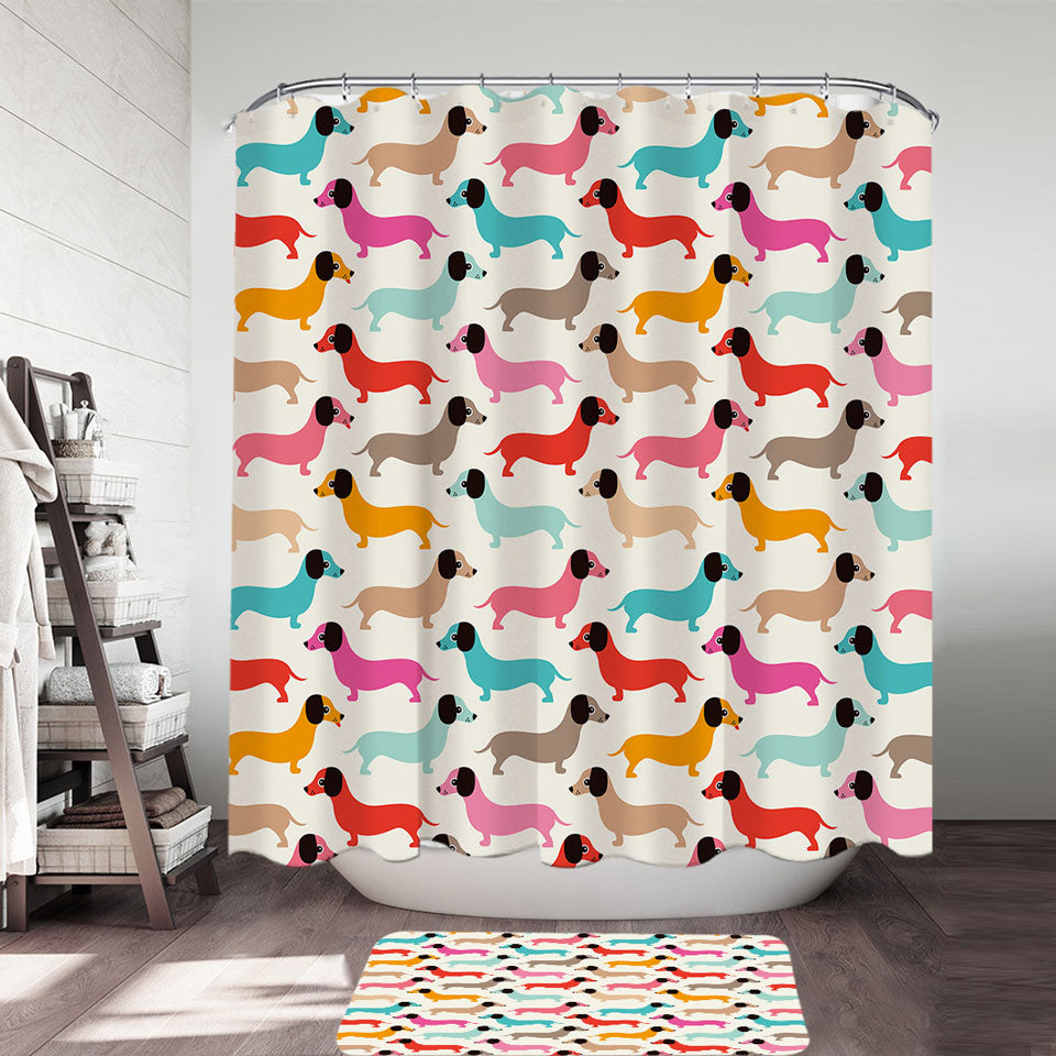 Colorful Dachshund Shower Curtain